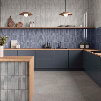 Dekor Vægflise <strong>Ember</strong>  Blå Blank 30x60 cm