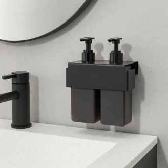 Dobbelt Holder til Sæbedispenser <strong>Mono</strong>  Sort Mat