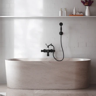 Badekar Armatur med Brusesæt <strong>Alderton</strong>  Sort Mat med Termostat