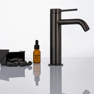 Håndvaskarmatur <strong>Carenza</strong>  20 cm Metal Sort Mat Høj