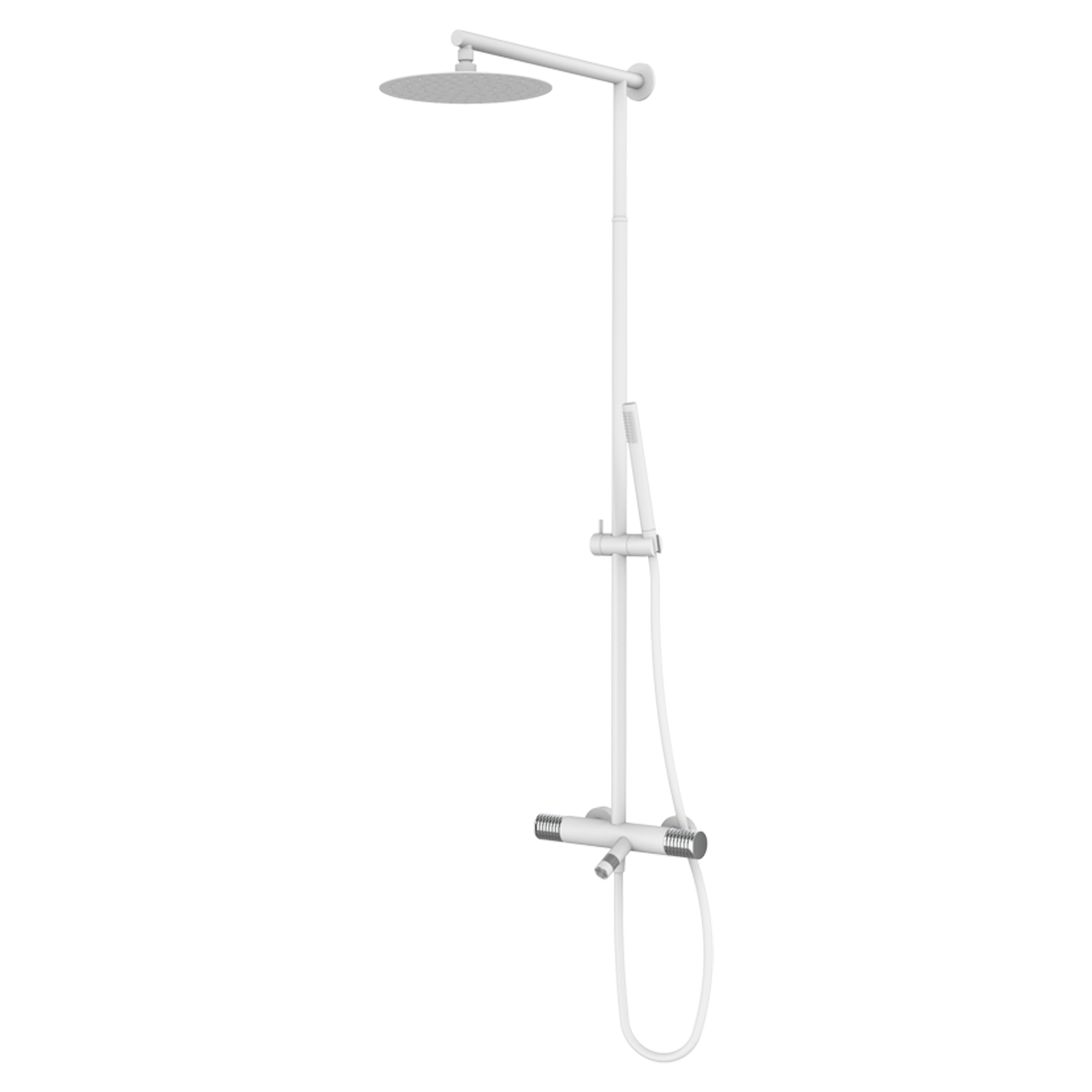 Brusesæt med Badekar Armatur Elandra Hvid Mat med Termostat