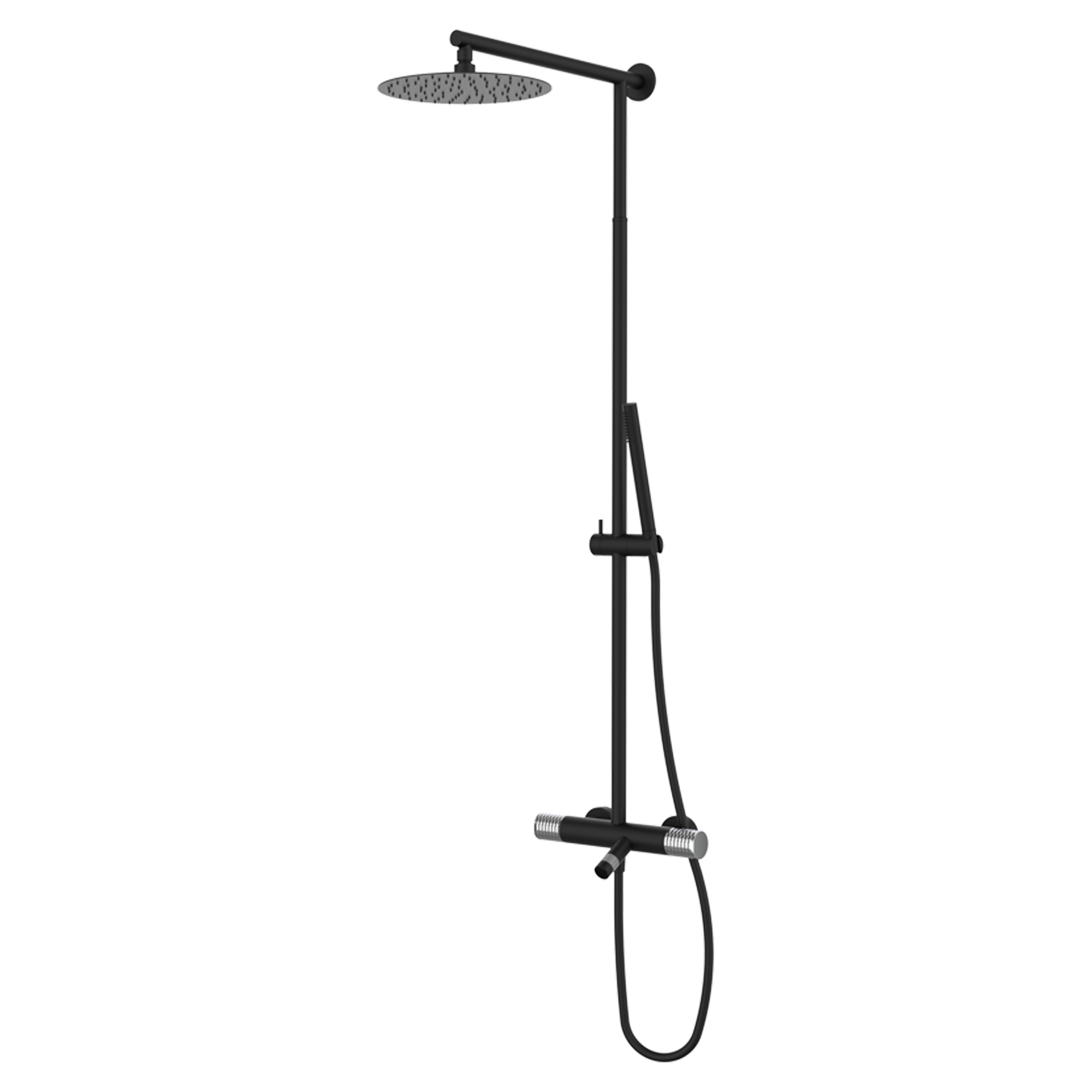 Brusesæt med Badekar Armatur Elandra Sort Mat med Termostat