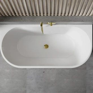 Badekar <strong>Fiore</strong>  Hvid Blank 160 cm med Guld Pop-up Bundventil