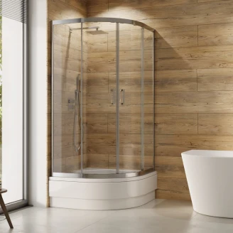 Brusekabine med Bund Veyla 80x80 cm Krom Blank Frosted glas