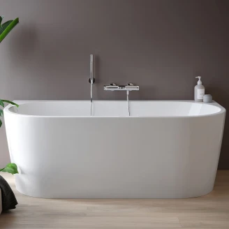 Vægnært Badekar <strong>Corselle</strong>  Hvid Blank 170 cm med Krom Click-Clack Bundventil