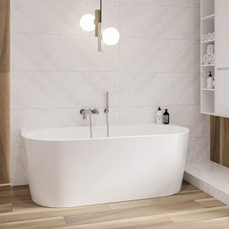 Vægnært Badekar <strong>Corselle</strong>  Hvid Blank 160 cm med Krom Click-Clack Bundventil