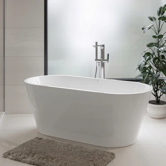 Badekar <strong>Corselle</strong>  Hvid Blank 160 cm Oval med Krom Click-Clack Bundventil