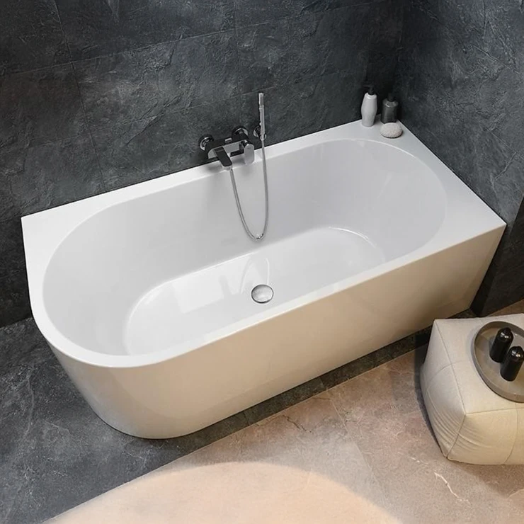 Vægnært Badekar Corselle Hvid Blank 170 cm Venstre med Krom Click-Clack Bundventil