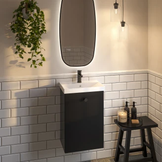 Underskab Sort <strong>Minimal</strong>  Sort Mat 45 cm & Vask Hvid Blank