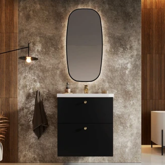 Spejl med Backlit <strong>Lucora</strong>  Sort 45x90 cm