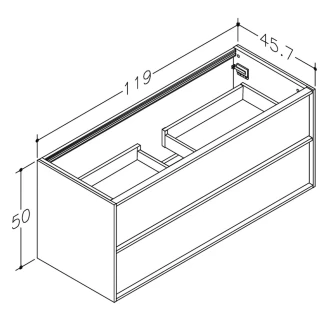 Underskab Ekskär Valnød Mat 120 cm