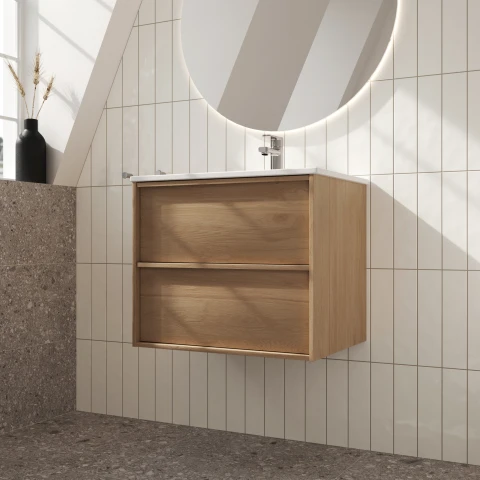 Underskab Ekskär Forår Mat 60 cm med Vask Hvid Blank
