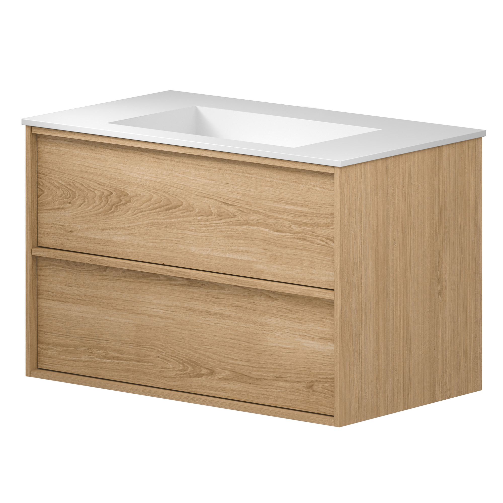 Underskab Ekskär Eg Mat 80 cm med Corian Vask Hvid Mat