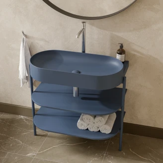 Ravak Underskab Blå Lysegrå Mat 80 cm med Vask & Bundventil