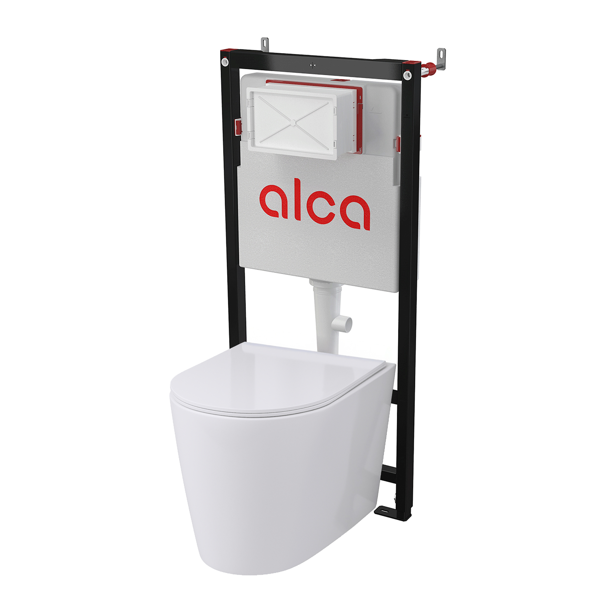 Væghængt Toiletpakke Mila Hvid Blank med Indbygningscisterne Alca