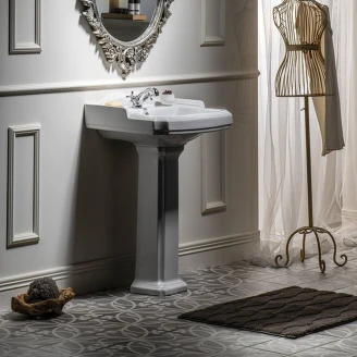 Håndvask <strong>Kensington</strong>  Hvid 60 cm med Piedestal Hvid Blank