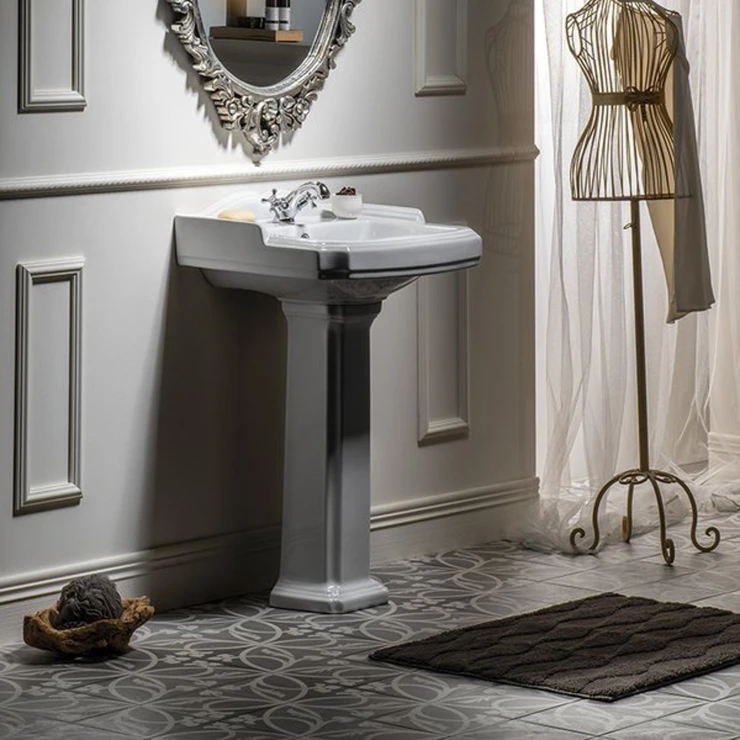 Håndvask Kensington Hvid 60 cm med Piedestal Hvid Blank