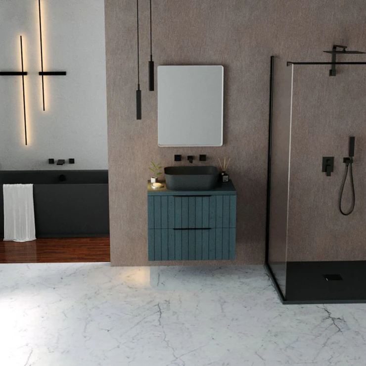 Støbt Marmor Håndvask Marcelle Mørkegrå Mat 50x36 cm