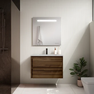 Underskab <strong>Clarte</strong>  Træ Mørkt Mat 80 cm med Vask Hvid Blank