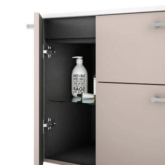 Vaskeskab Krom Ombra Beige 100 cm Höger med Vask Hvid & Ben