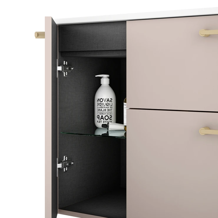 Underskab Guld Ombra Beige 100 cm Höger med Vask Hvid & Ben