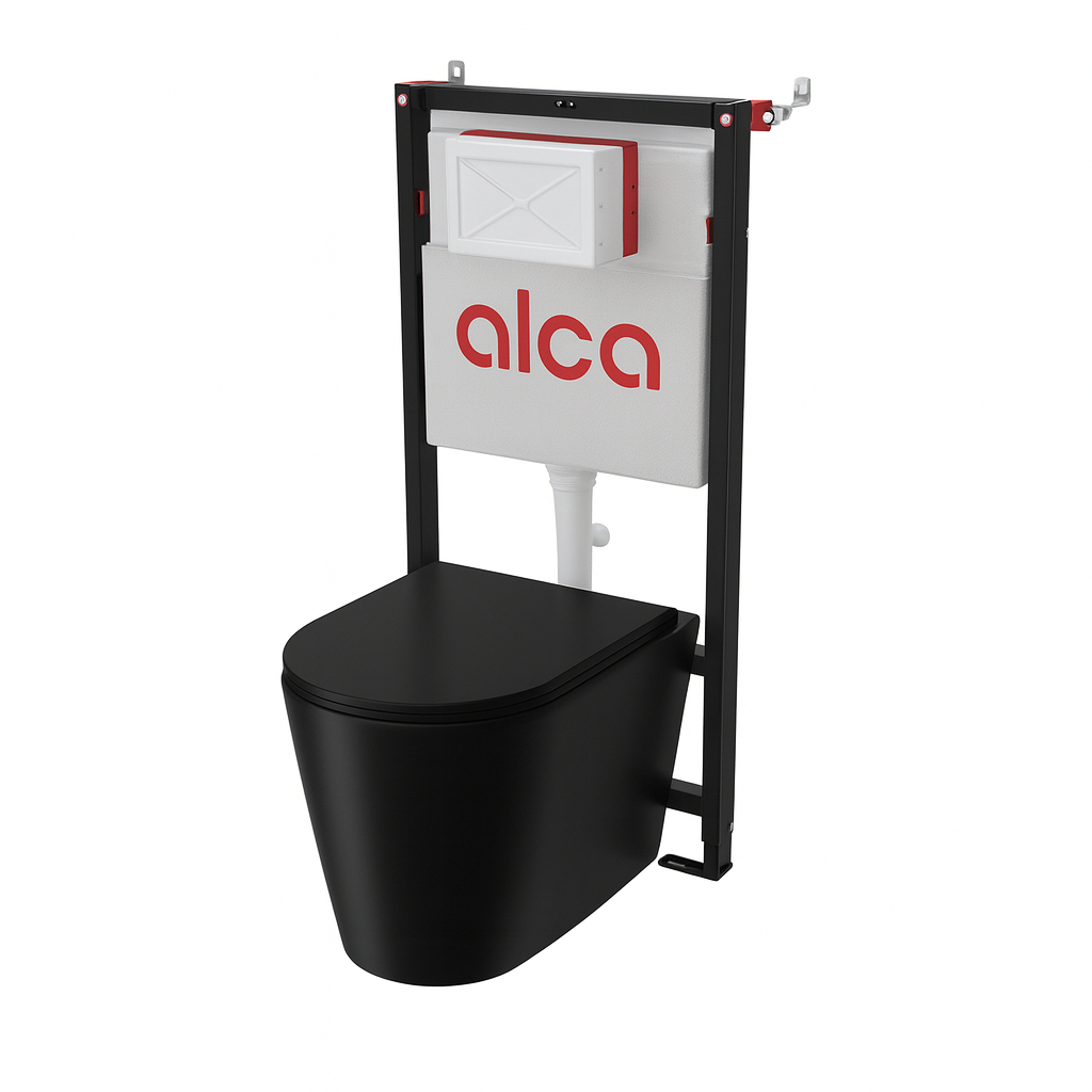 Væghængt Toiletpakke Mila Sort Mat med Indbygningscisterne Alca