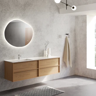 Dobbelt Underskab <strong>Ekskär</strong>  Eg Mat 120 cm med Corian Vask Venstre Hvid Mat