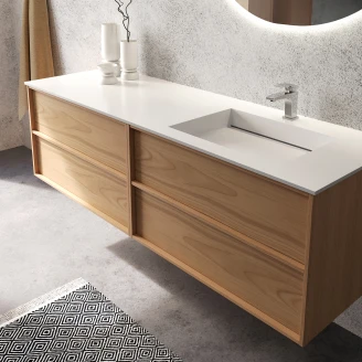 Dobbelt Underskab <strong>Ekskär</strong>  Eg Mat 120 cm med Corian Vask Højre Hvid Mat