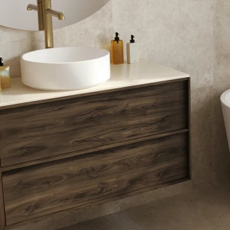 Underskab Ekskär Valnöt 100 cm med Cosentino Bordplade Silestone Lys Beige Poleret