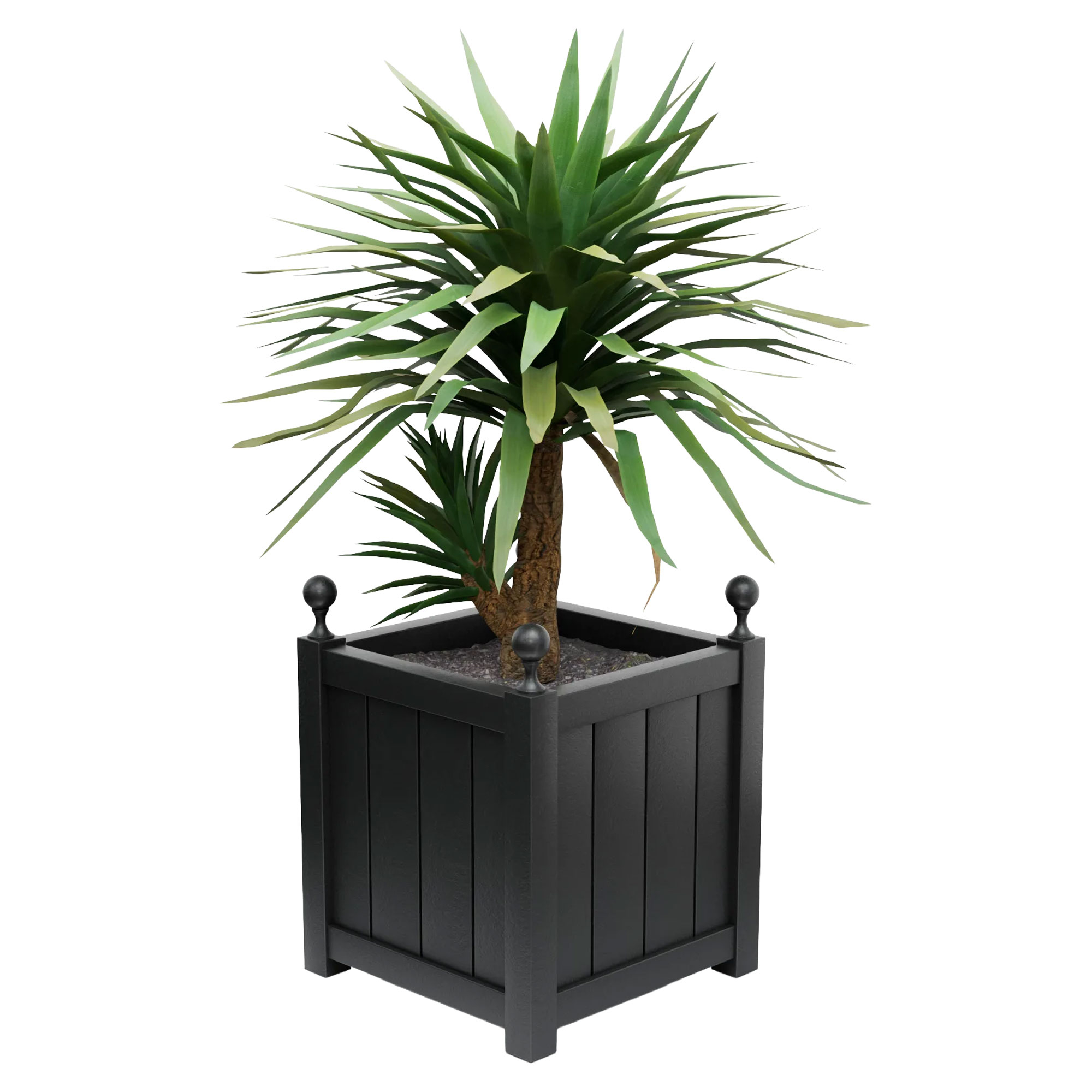 Udendørskrukke Metal Edenbridge Sort 60 cm med Dekorative Kugler