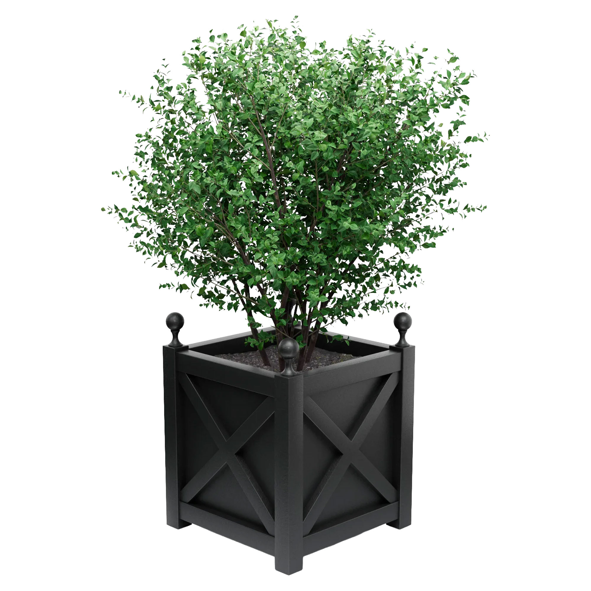 Udendørskrukke Metal Berkley Sort 60 cm med Dekorative Kugler