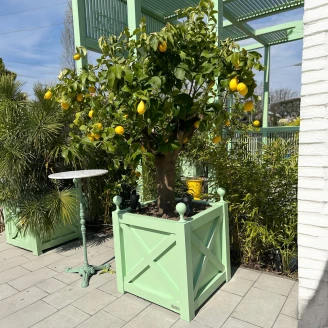 Udendørskrukke Metal <strong>Berkley</strong>  Lysegrøn 60 cm med Dekorative Kugler