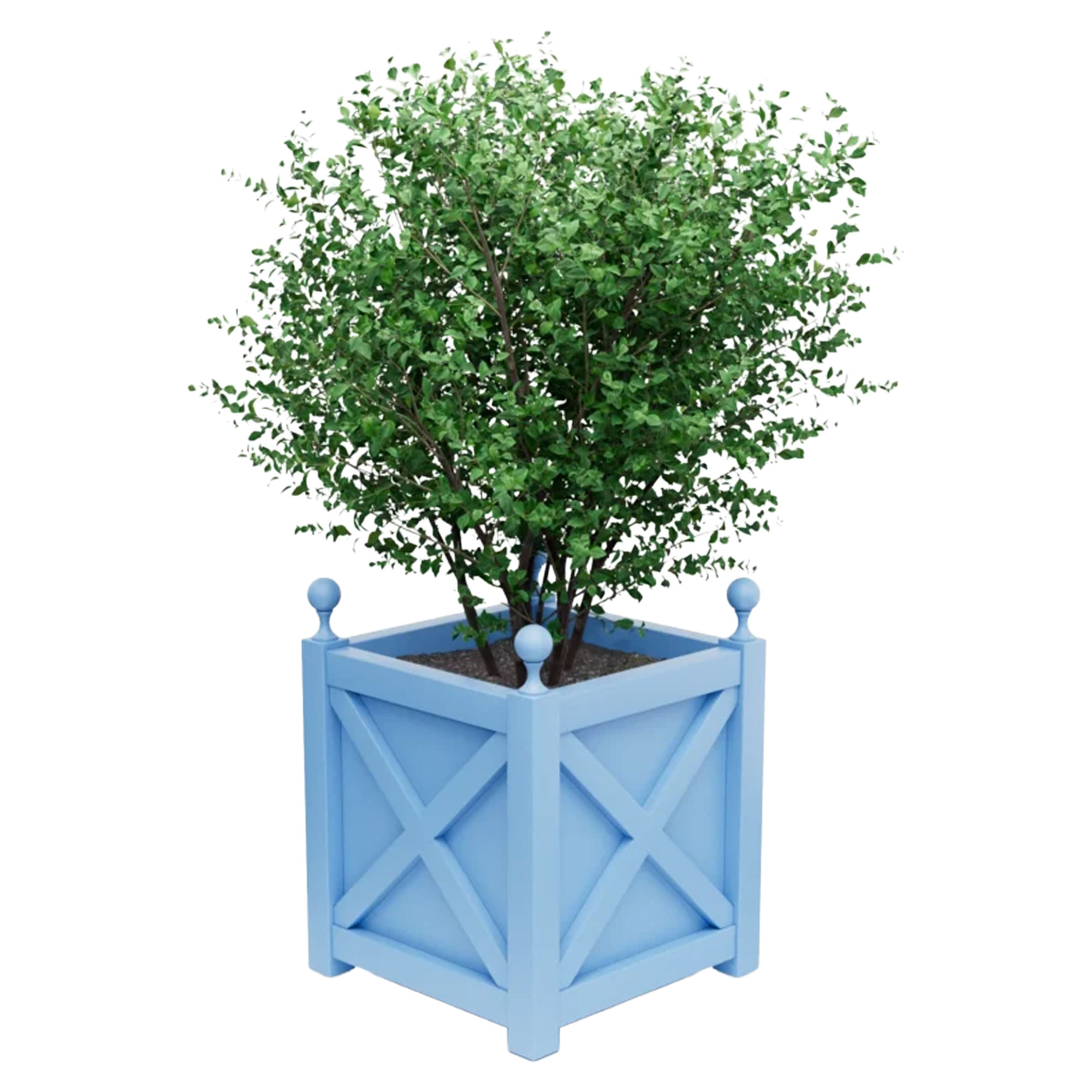 Udendørskrukke Metal Berkley Pastellblå 60 cm med Dekorative Kugler