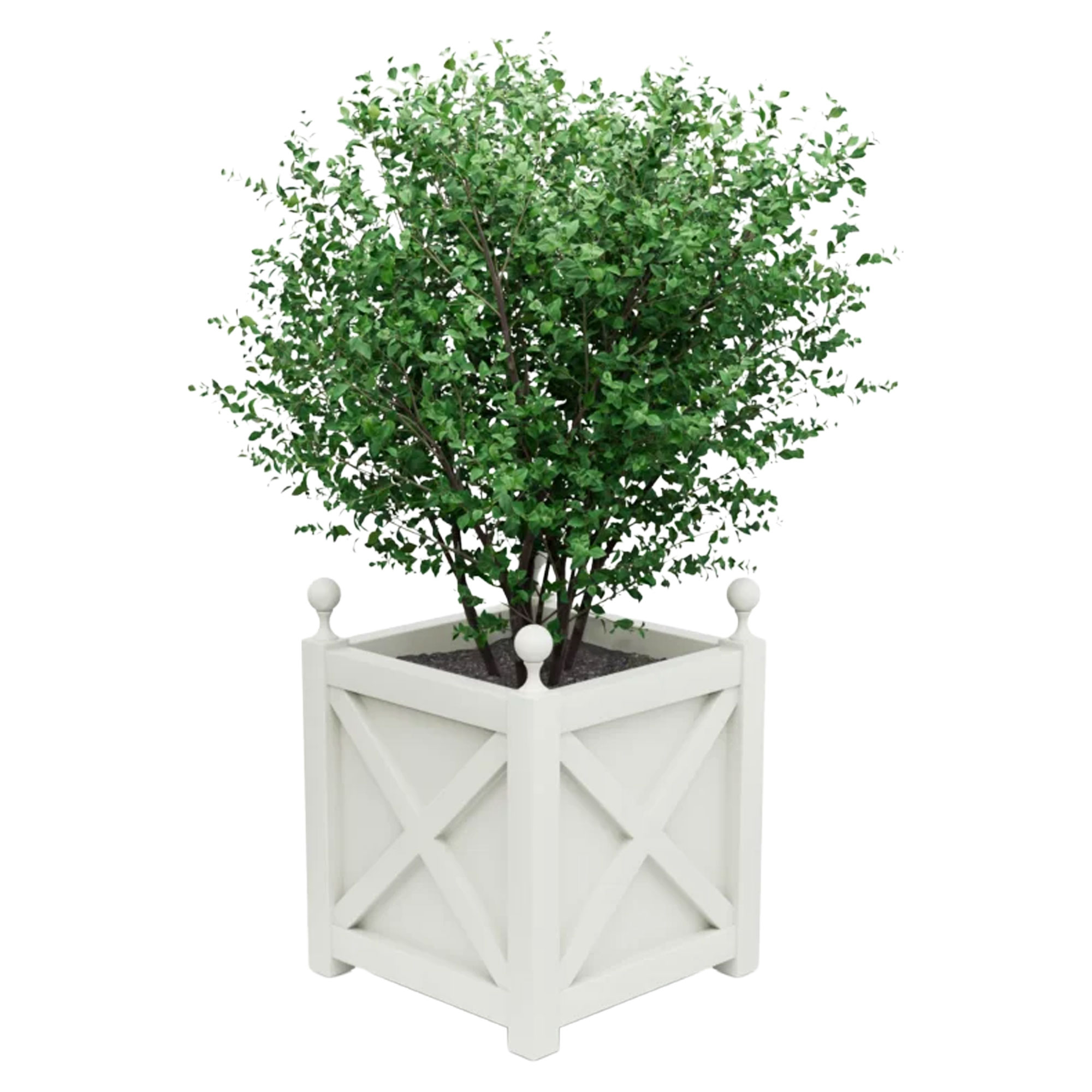 Udendørskrukke Metal Berkley Hvid 75 cm med Dekorative Kugler