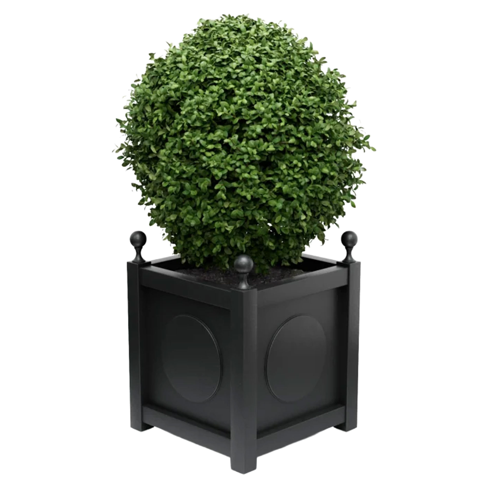 Udendørskrukke Metal Marseille Sort 60 cm med Dekorative Kugler