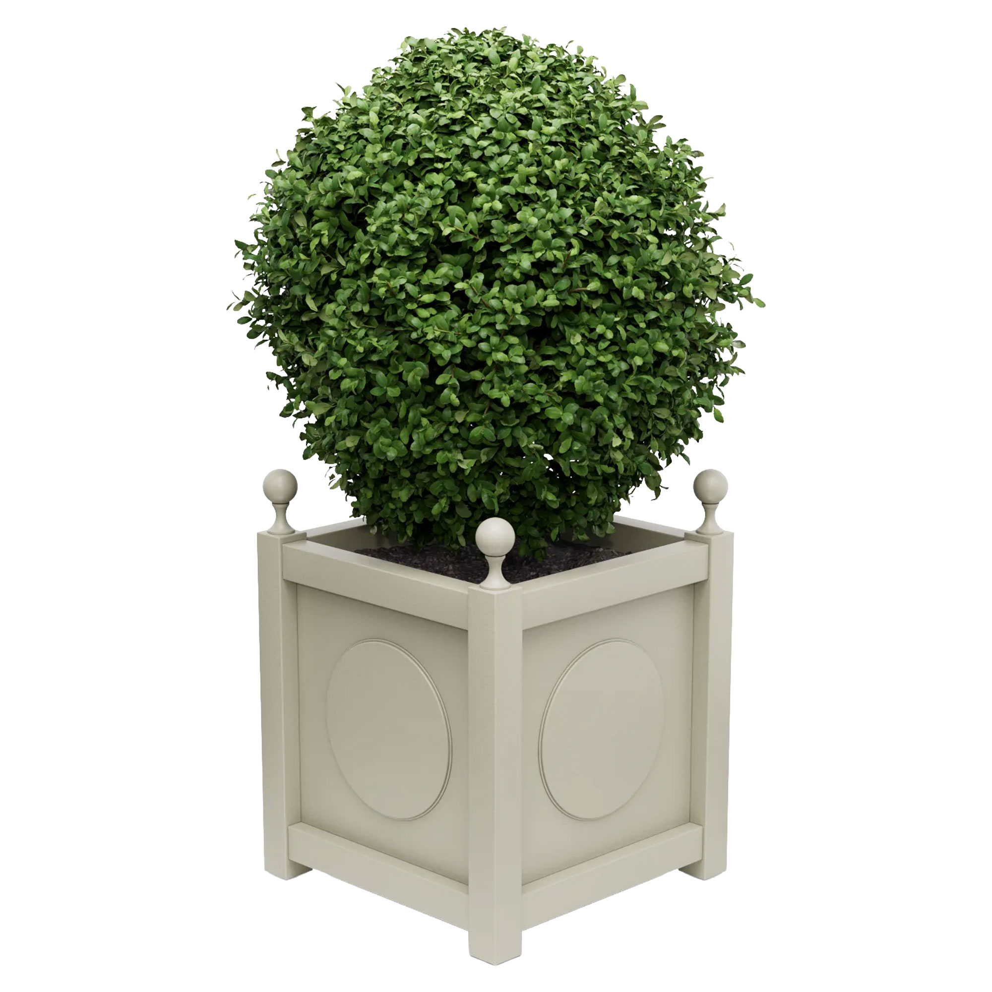 Udendørskrukke Metal Marseille Småstensgrå 60 cm med Dekorative Kugler