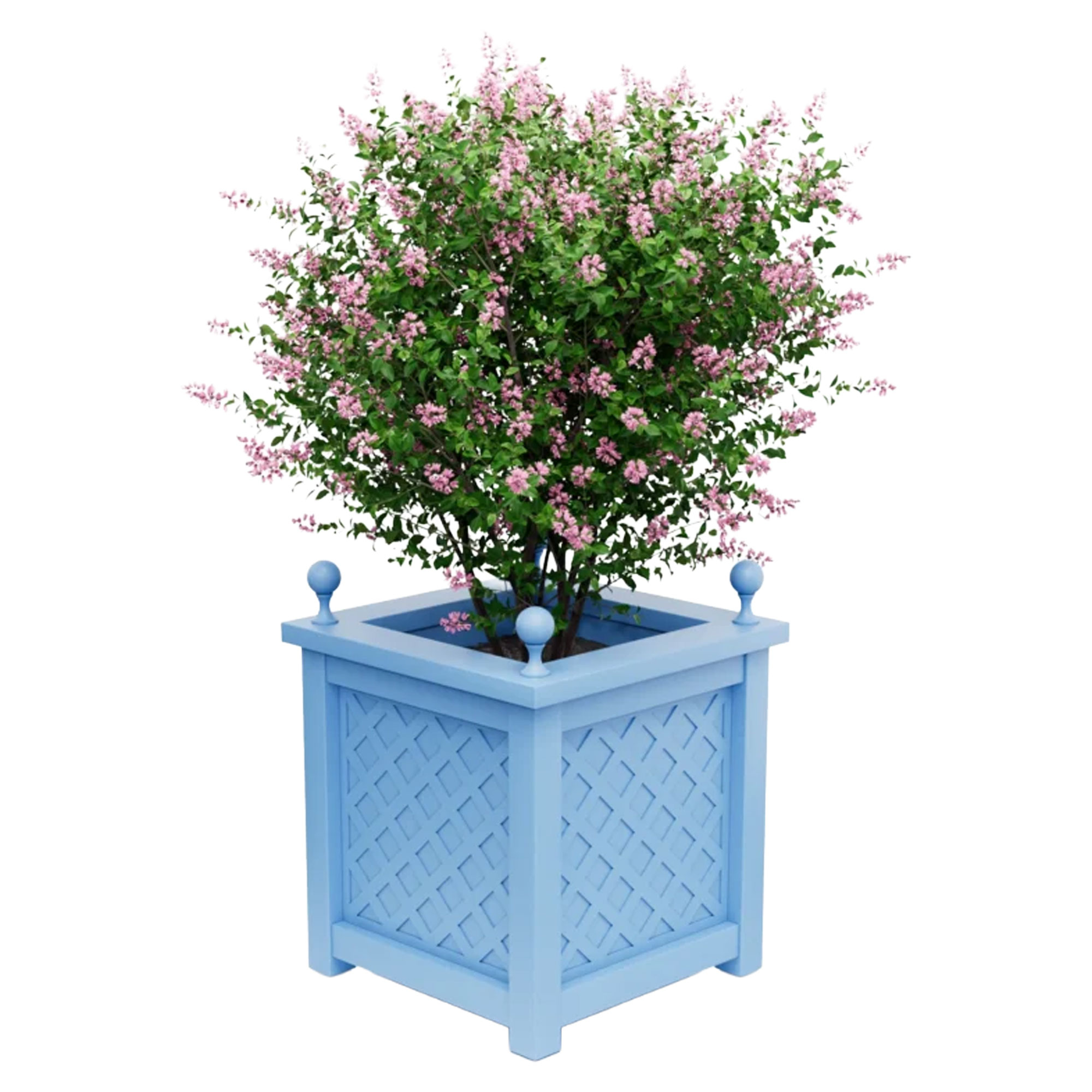 Udendørskrukke Metal Bloomsbury Pastellblå 60 cm med Dekorative Kugler & Overkant