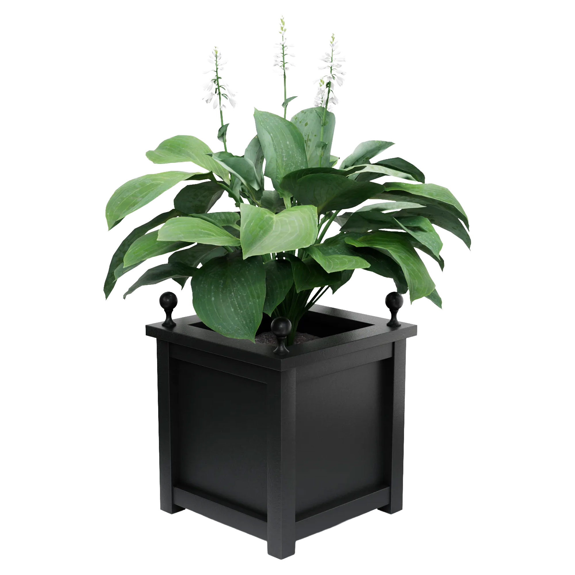 Udendørskrukke Metal Elmsford Sort 60 cm med Dekorative Kugler & Overkant