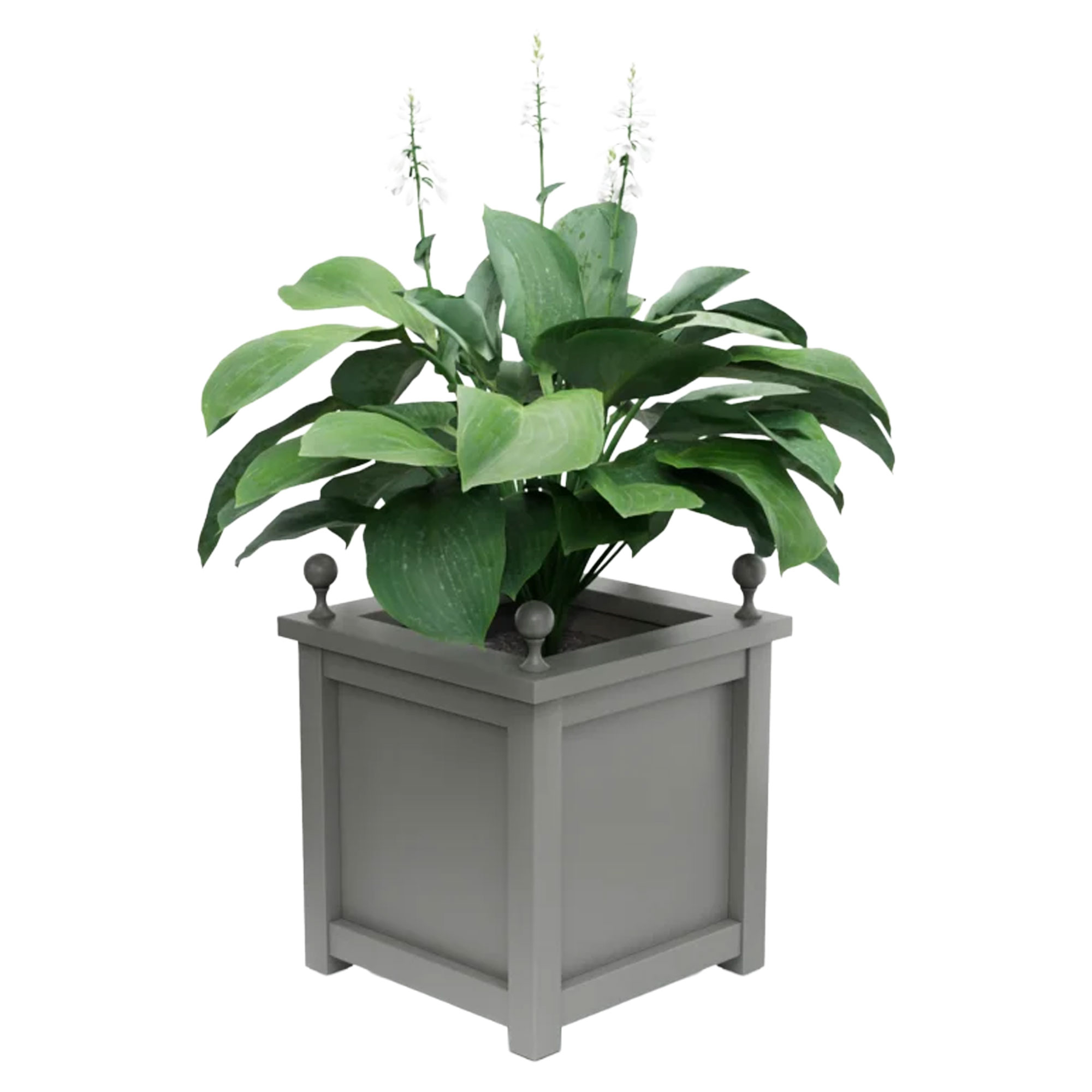 Udendørskrukke Metal Elmsford Støvgrå 75 cm med Dekorative Kugler & Overkant