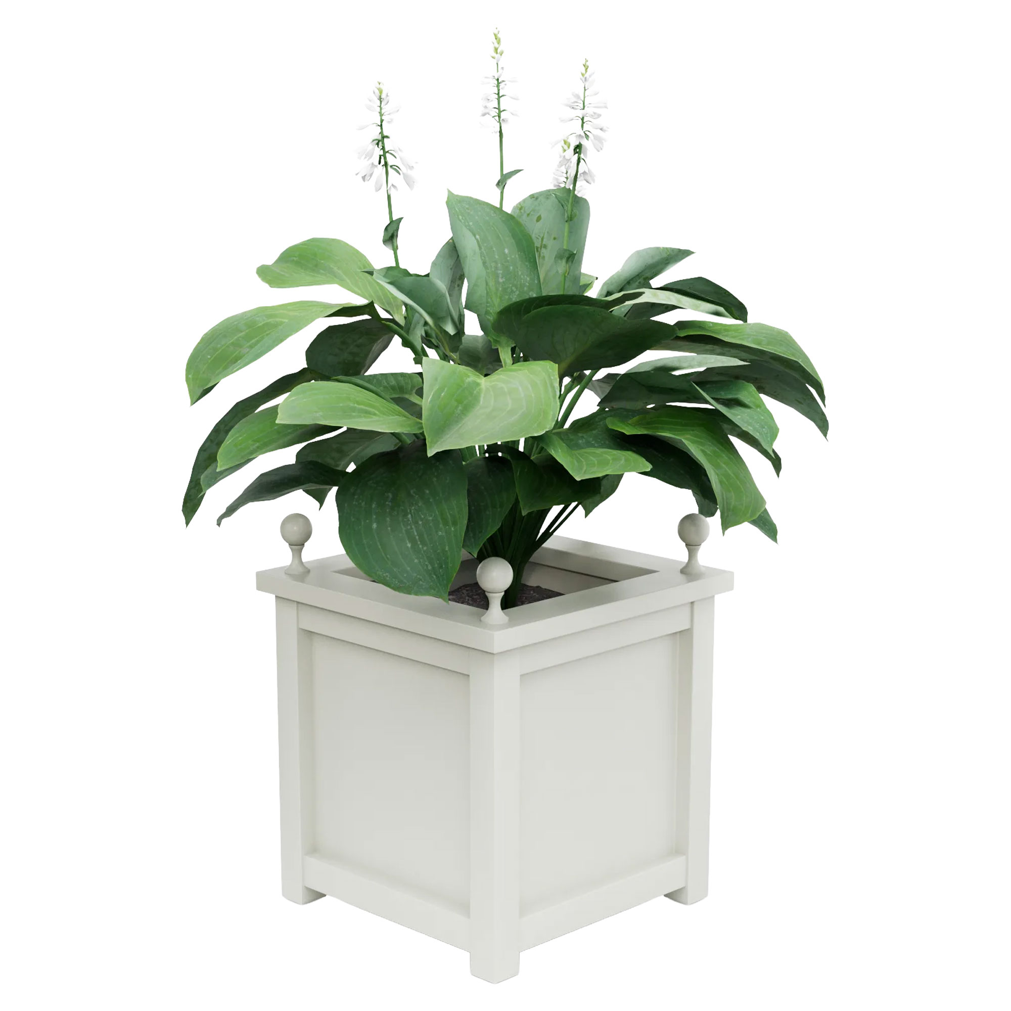 Udendørskrukke Metal Elmsford Hvid 75 cm med Dekorative Kugler & Overkant