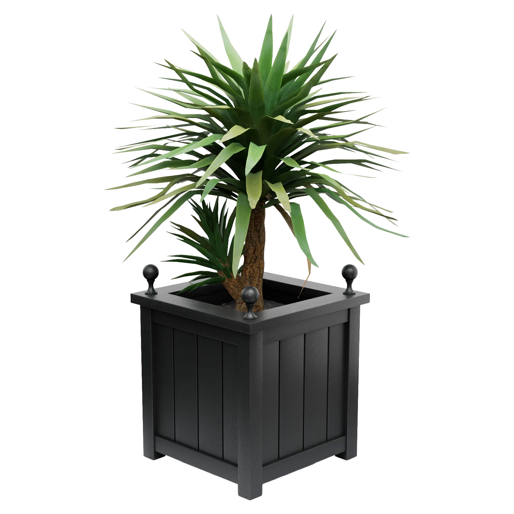 Udendørskrukke Metal Edenbridge Sort 60 cm med Dekorative Kugler & Overkant