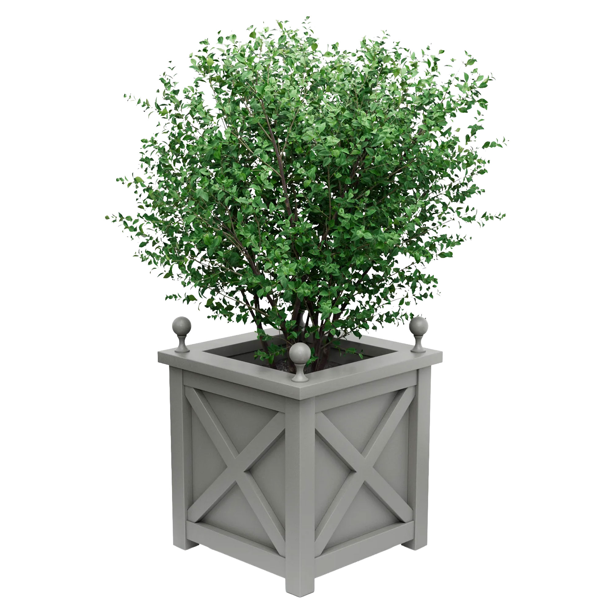 Udendørskrukke Metal Berkley Støvgrå 60 cm med Dekorative Kugler & Overkant