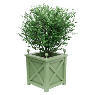 Udendørskrukke Metal <strong>Berkley</strong> Lysegrøn 60 cm med Dekorative Kugler & Overkant