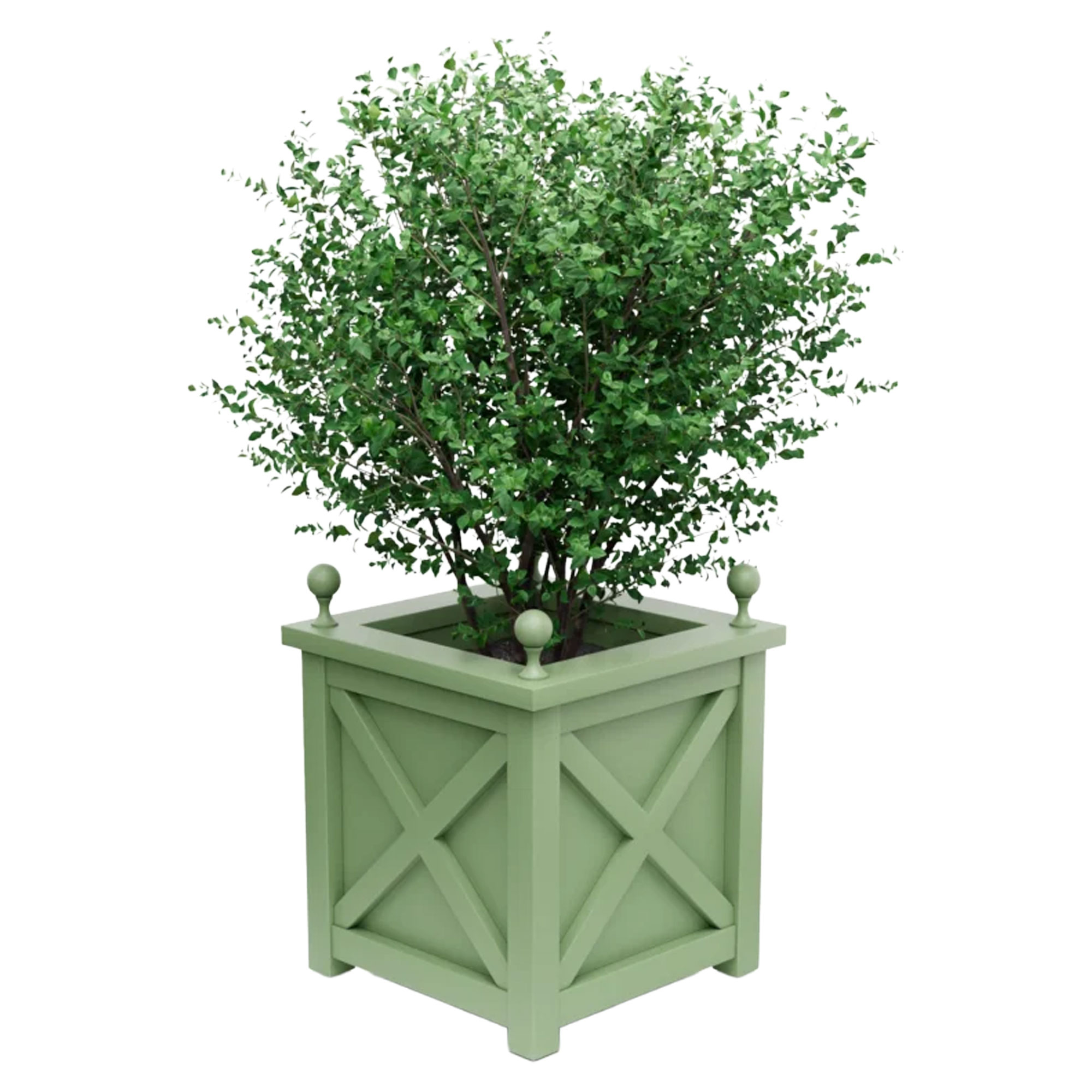 Udendørskrukke Metal Berkley Lysegrøn 60 cm med Dekorative Kugler & Overkant