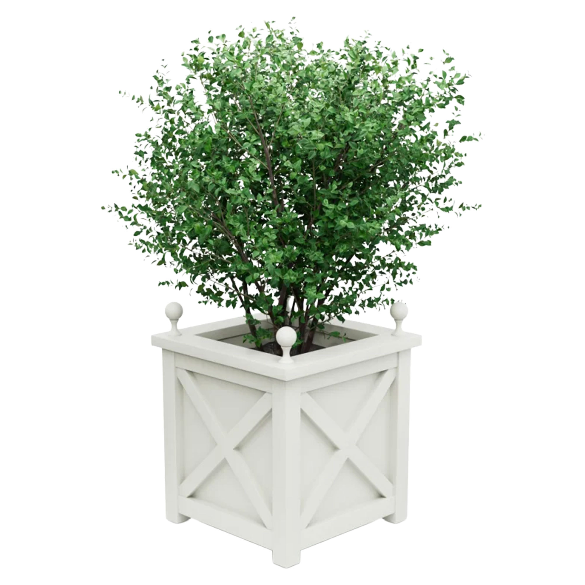 Udendørskrukke Metal Berkley Hvid 60 cm med Dekorative Kugler & Overkant