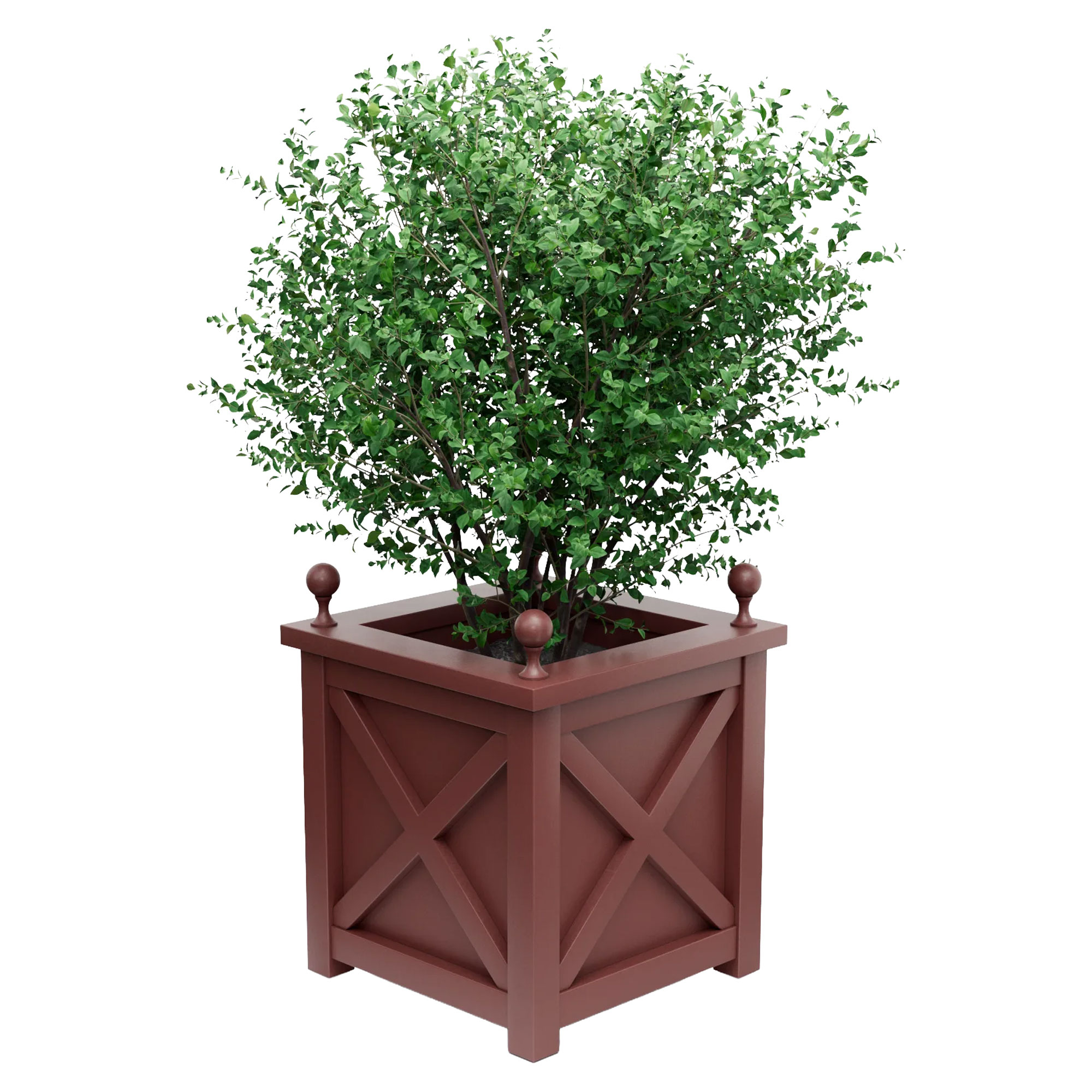 Udendørskrukke Metal Berkley Rubinrød 60 cm med Dekorative Kugler & Overkant