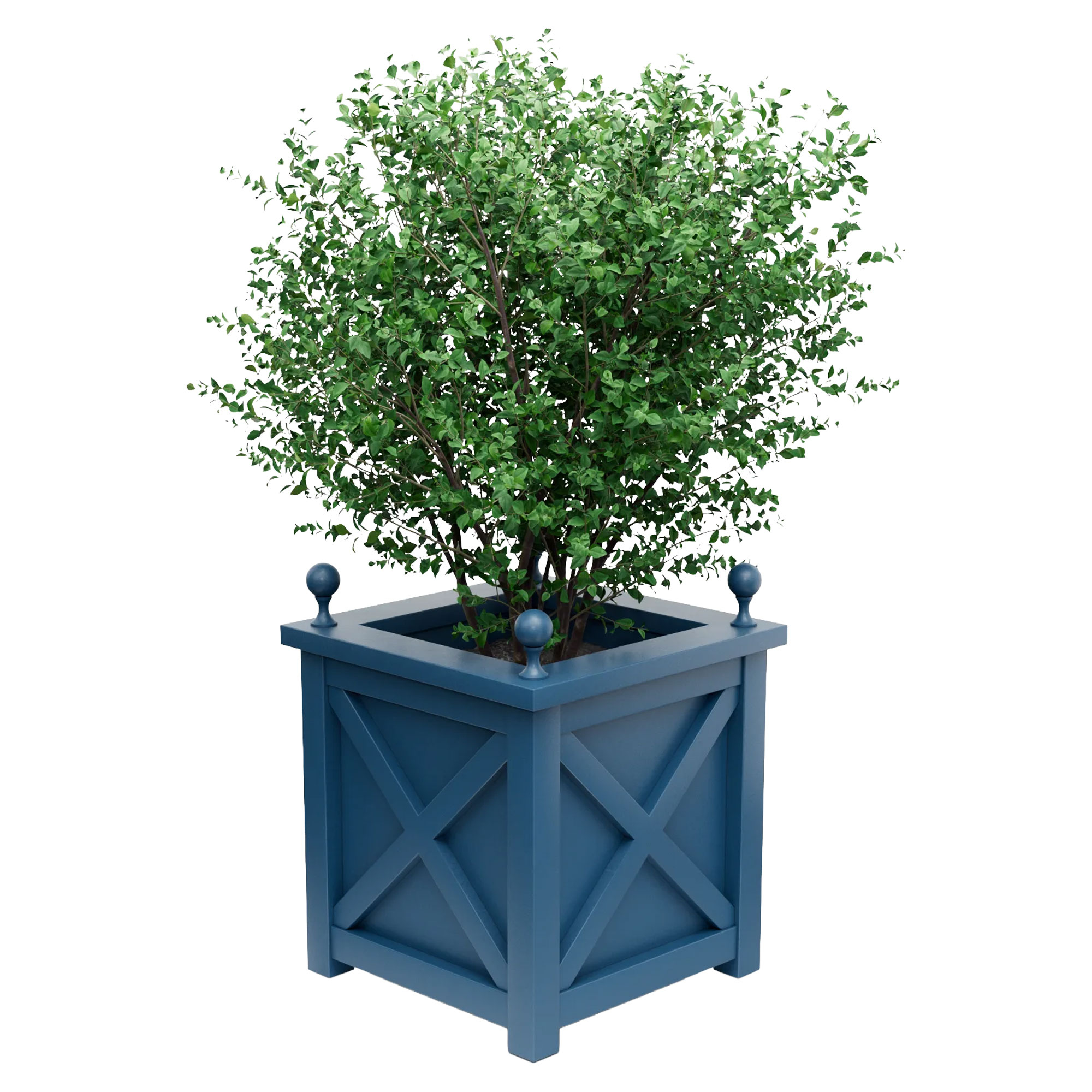 Udendørskrukke Metal Berkley Azurblå 75 cm med Dekorative Kugler & Overkant