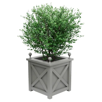 Udendørskrukke Metal <strong>Berkley</strong> Støvgrå 75 cm med Dekorative Kugler & Overkant