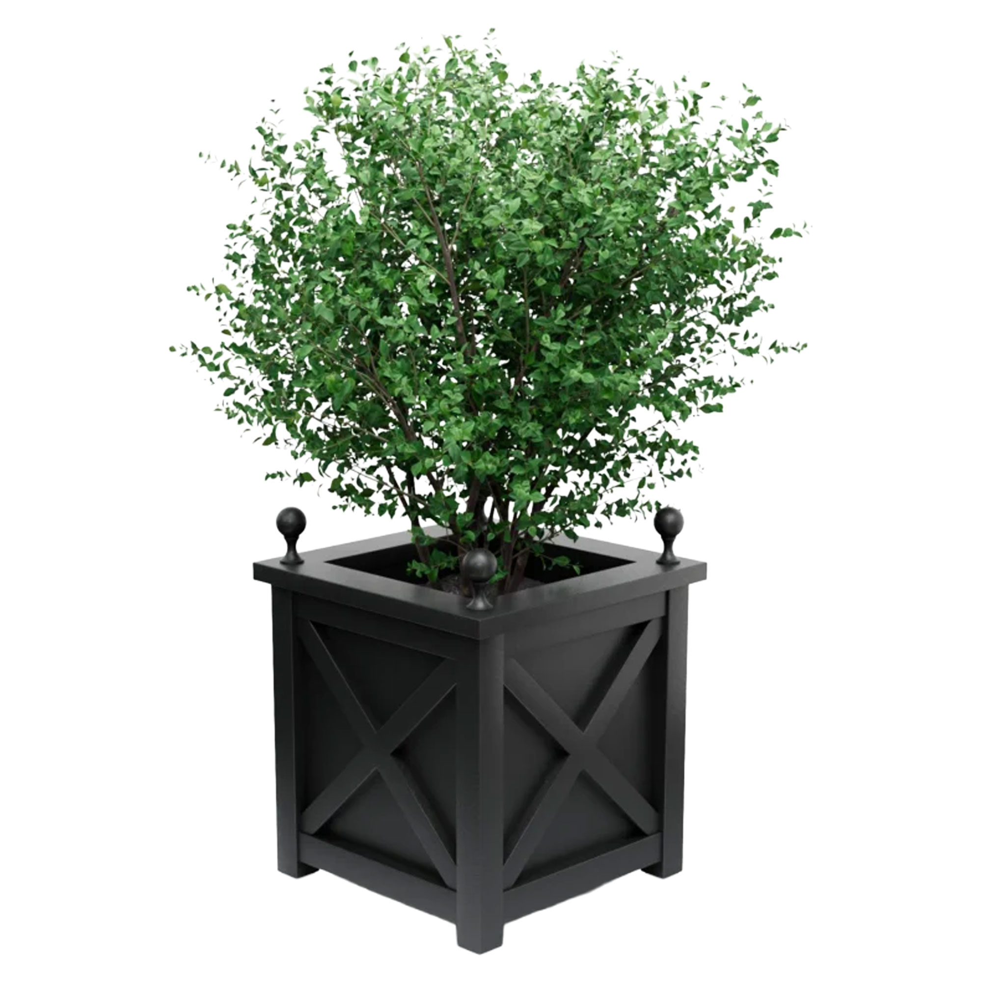 Udendørskrukke Metal Berkley Sort 75 cm med Dekorative Kugler & Overkant