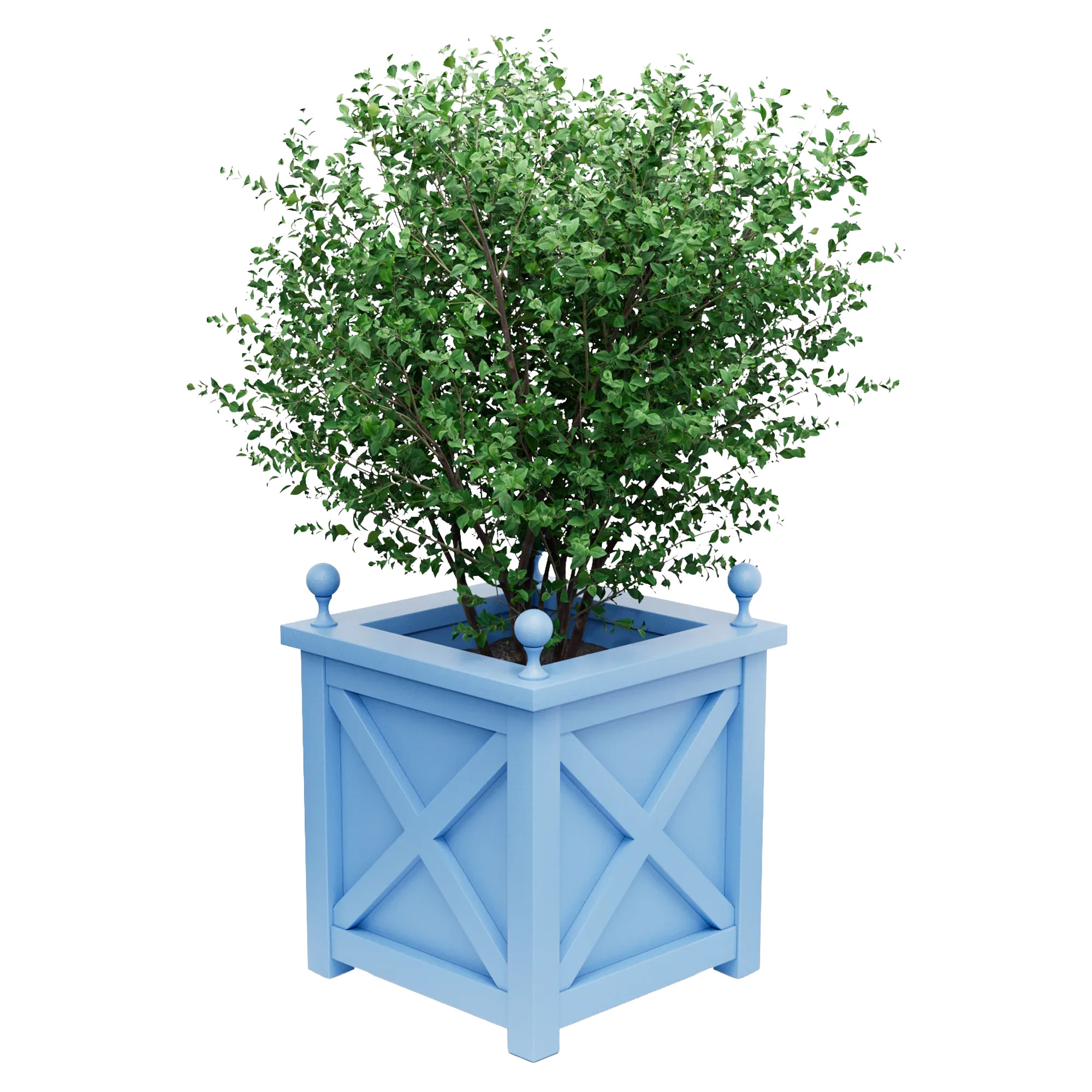 Udendørskrukke Metal Berkley Pastellblå 75 cm med Dekorative Kugler & Overkant